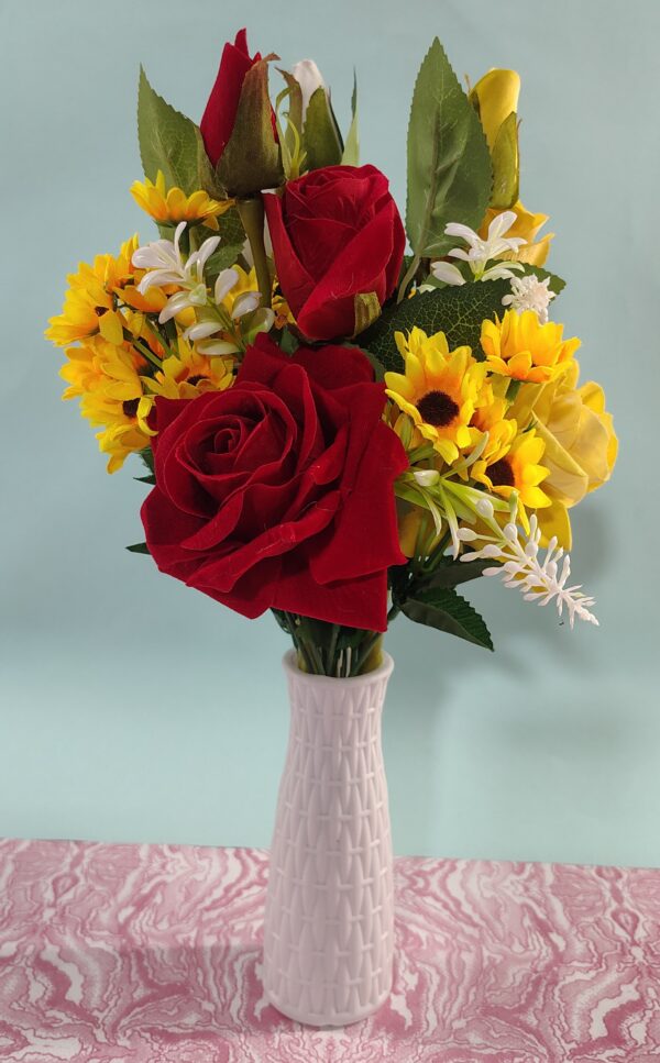 Elegant Artificial Flower Bouquet in Designer Vase – Home & Office Table Decor