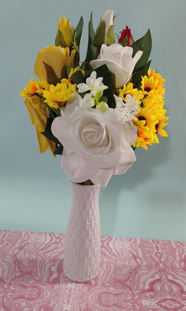Elegant Artificial Flower Bouquet in Designer Vase – Home & Office Table Decor - Image 3