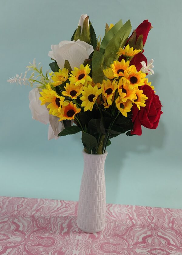 Elegant Artificial Flower Bouquet in Designer Vase – Home & Office Table Decor - Image 4
