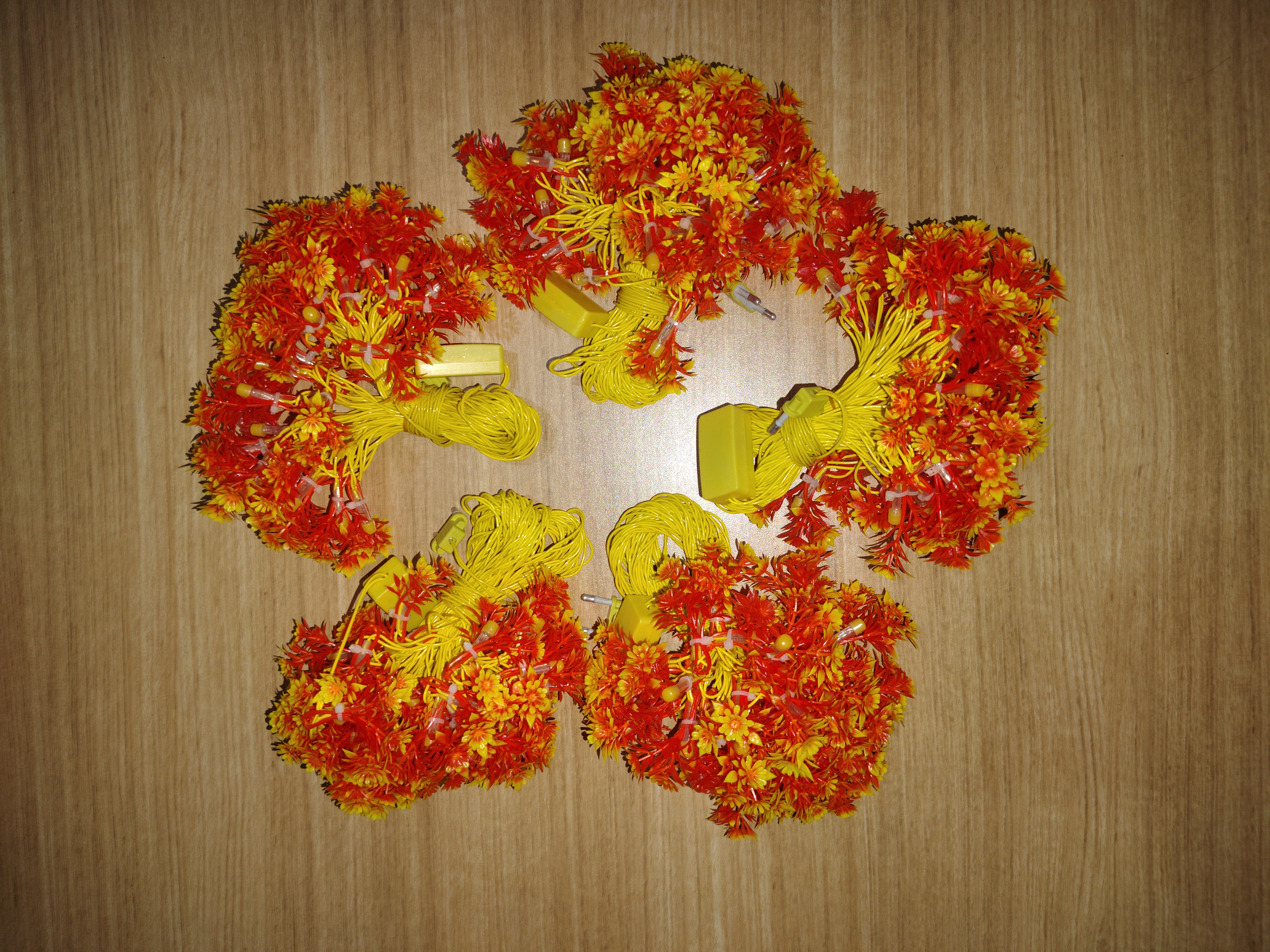 Artificial Flower Yellow Rice Light – Pack of 5 | Decorative LED Light for Home, Festivals & Parties | Banka Bazaar