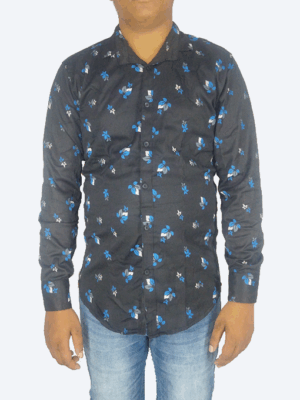 Men’s Black Floral Printed Full Sleeve Shirt – Trendy Casual Wear at Low Price | Generic