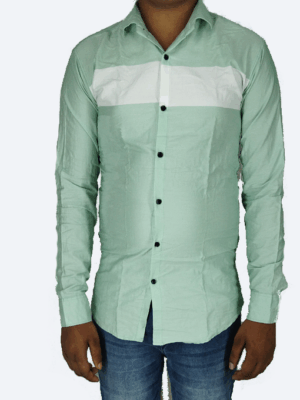 Men’s Light Green & White Panel Full Sleeve Shirt – Trendy Casual Wear at Low Price | Generic